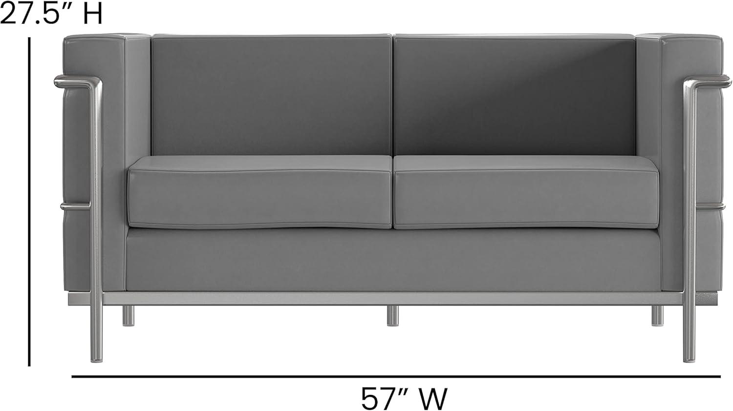 Flash Furniture Hercules Regal Series Contemporary Gray LeatherSoft Chair with Encasing Frame