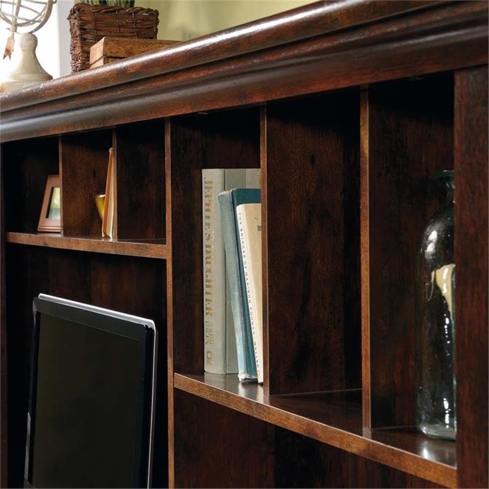 Bowery Hill Engineered Wood Computer Desk with Hutch in Curado Cherry