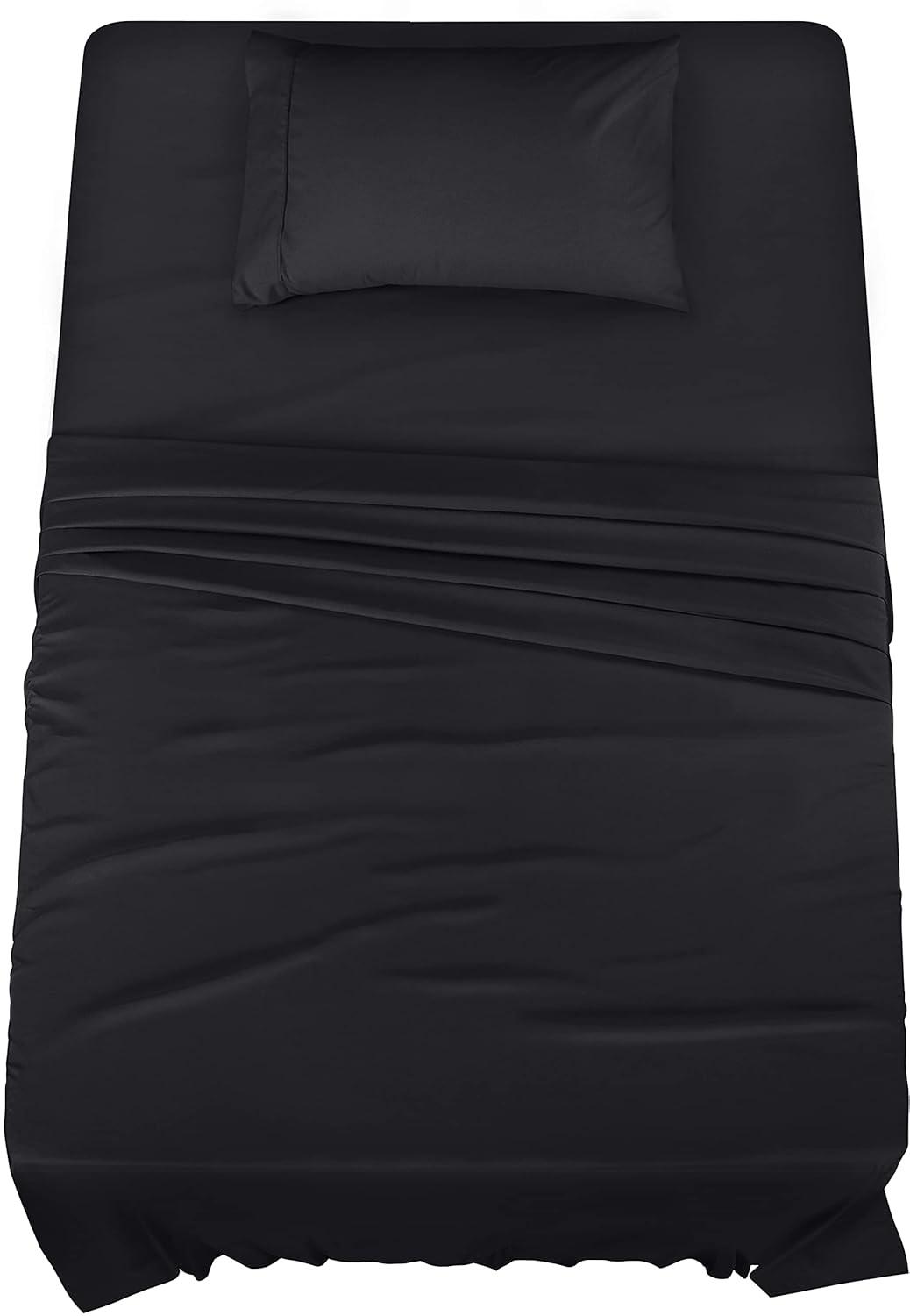 Utopia Bedding Twin Sheet Set – 3 Piece Bed Sheets for Twin Size Bed, Soft and Breathable Microfiber, Includes 1 Fitted Sheet, 1 Flat Sheet and 1 Pillowcase (Black)