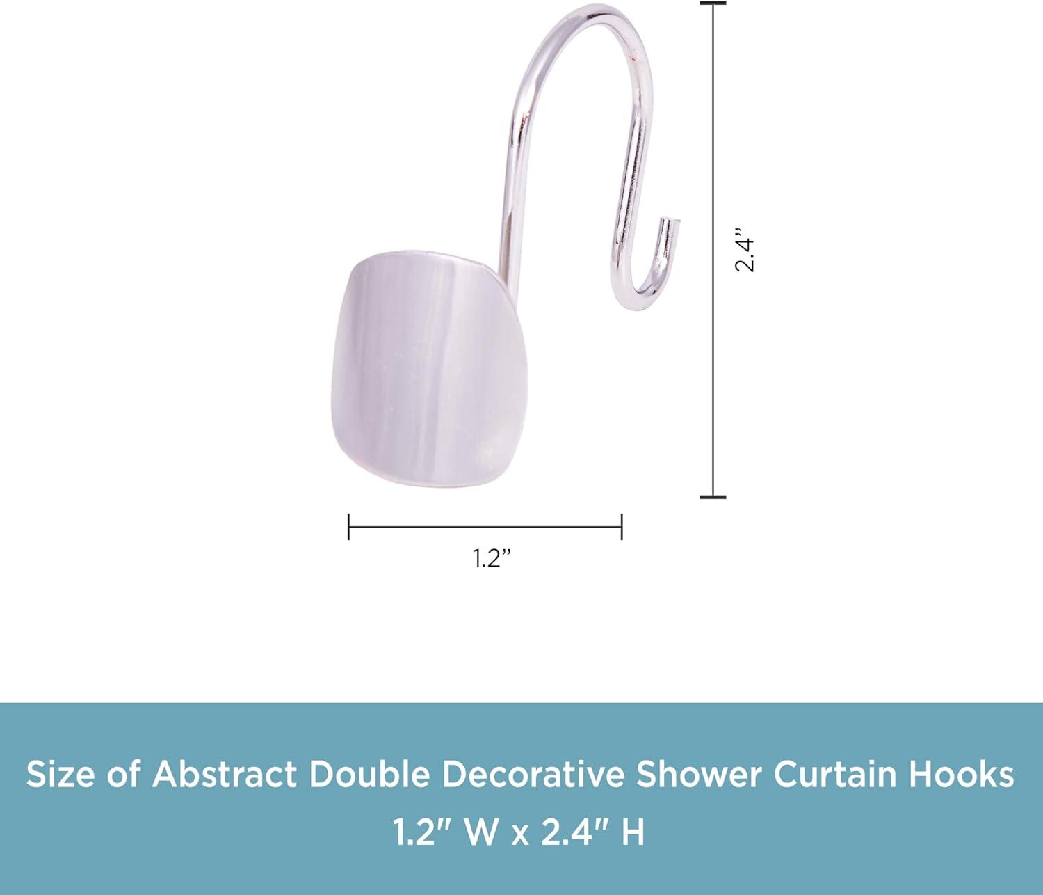 Kenney Kenney Abstract Rust-Resistant Metal Double Decorative Shower Curtain Hooks, Set of 12, Brushed Nickel (Set of 12)