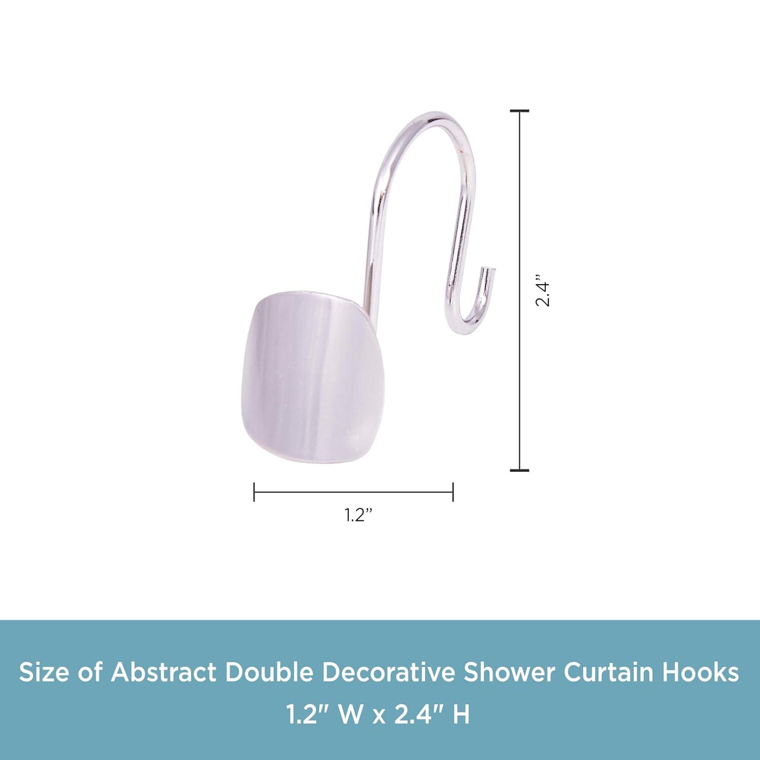 Kenney Kenney Abstract Rust-Resistant Metal Double Decorative Shower Curtain Hooks, Set of 12, Brushed Nickel (Set of 12)