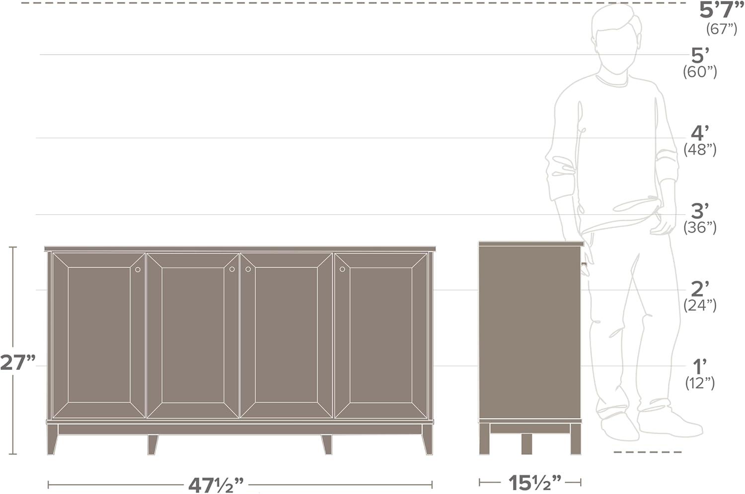 4 Panel Door Console Table Storage Cabinet with Doors and Shelves, Sideboard Storage Cabinet