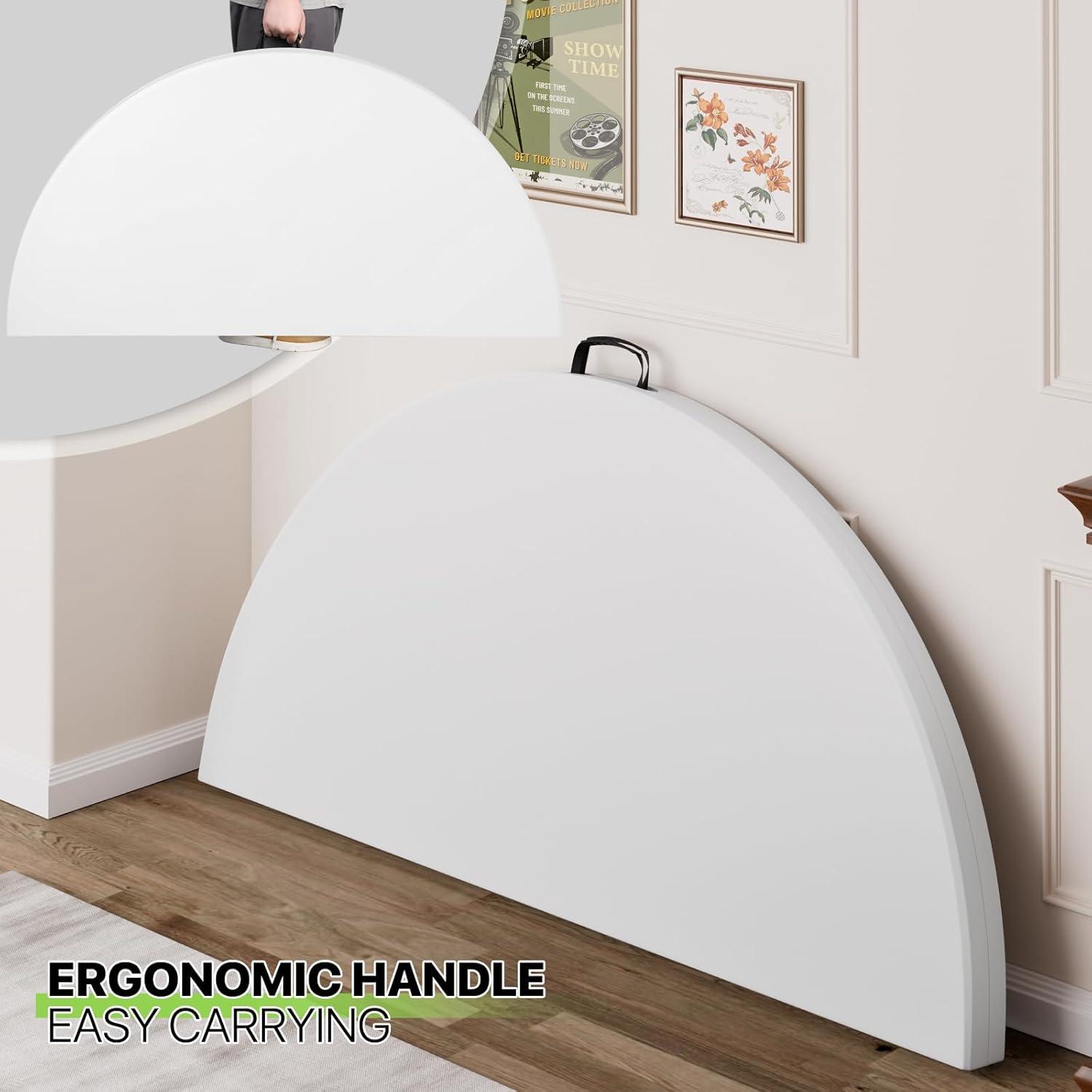 MoNiBloom Plastic Round Folding Table, Portable Foldable Party Banquet Table for Camping Dining Outdoor Picnic