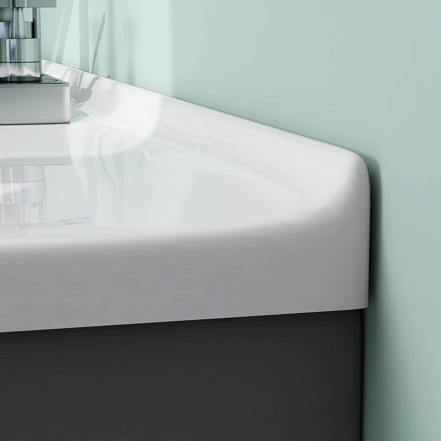 MEJE 30x18 inch Drop in Rectanglar 3 Holes Bathroom Sink, Vanity Top Only, White Glossy Finish