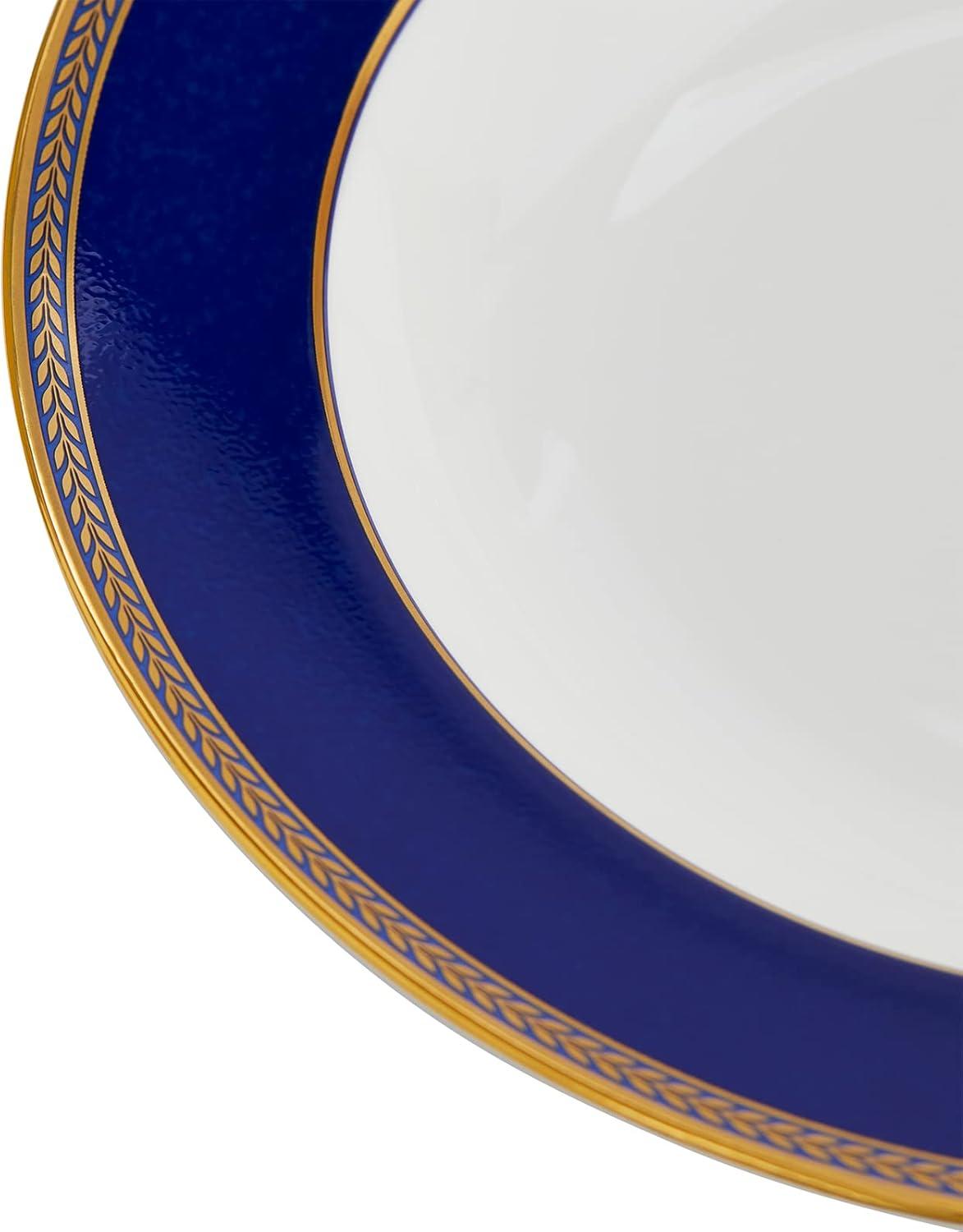 Navy and Gold Rim Porcelain Soup Bowl, 9-inch