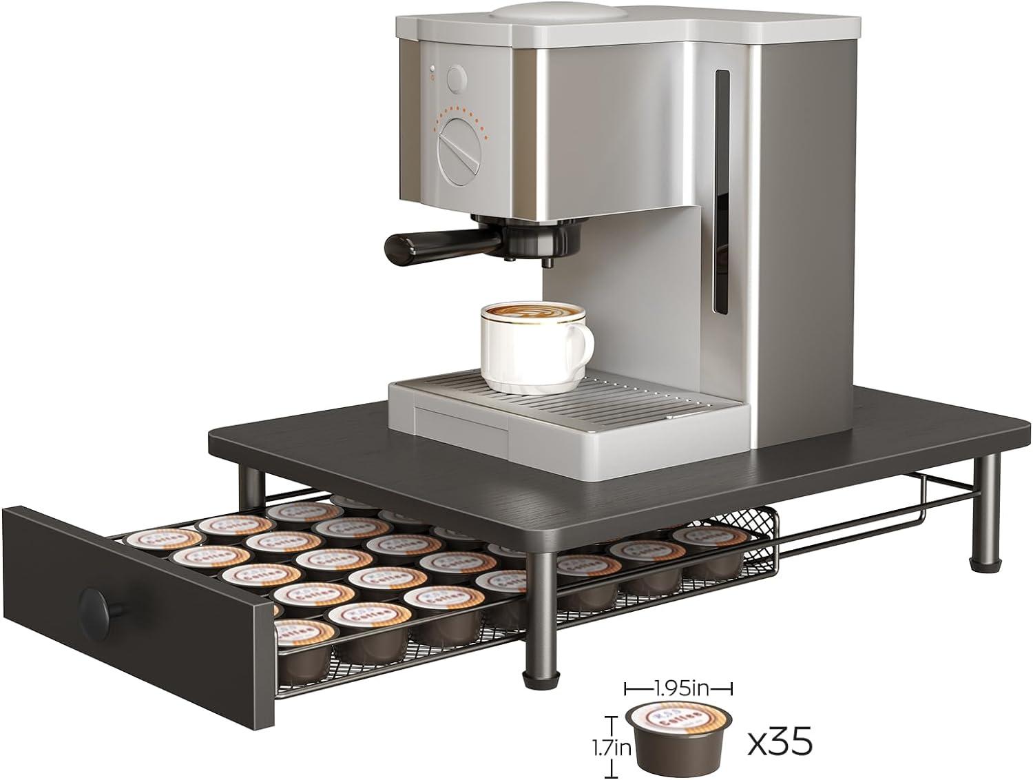 Coffee Pod Drawer Holder, 70 Capacity Coffee Capsule Storage Organizer, 2-Tier Coffee Pod Drawer for K Cup, for Home Kitchen, Greige KH28BG