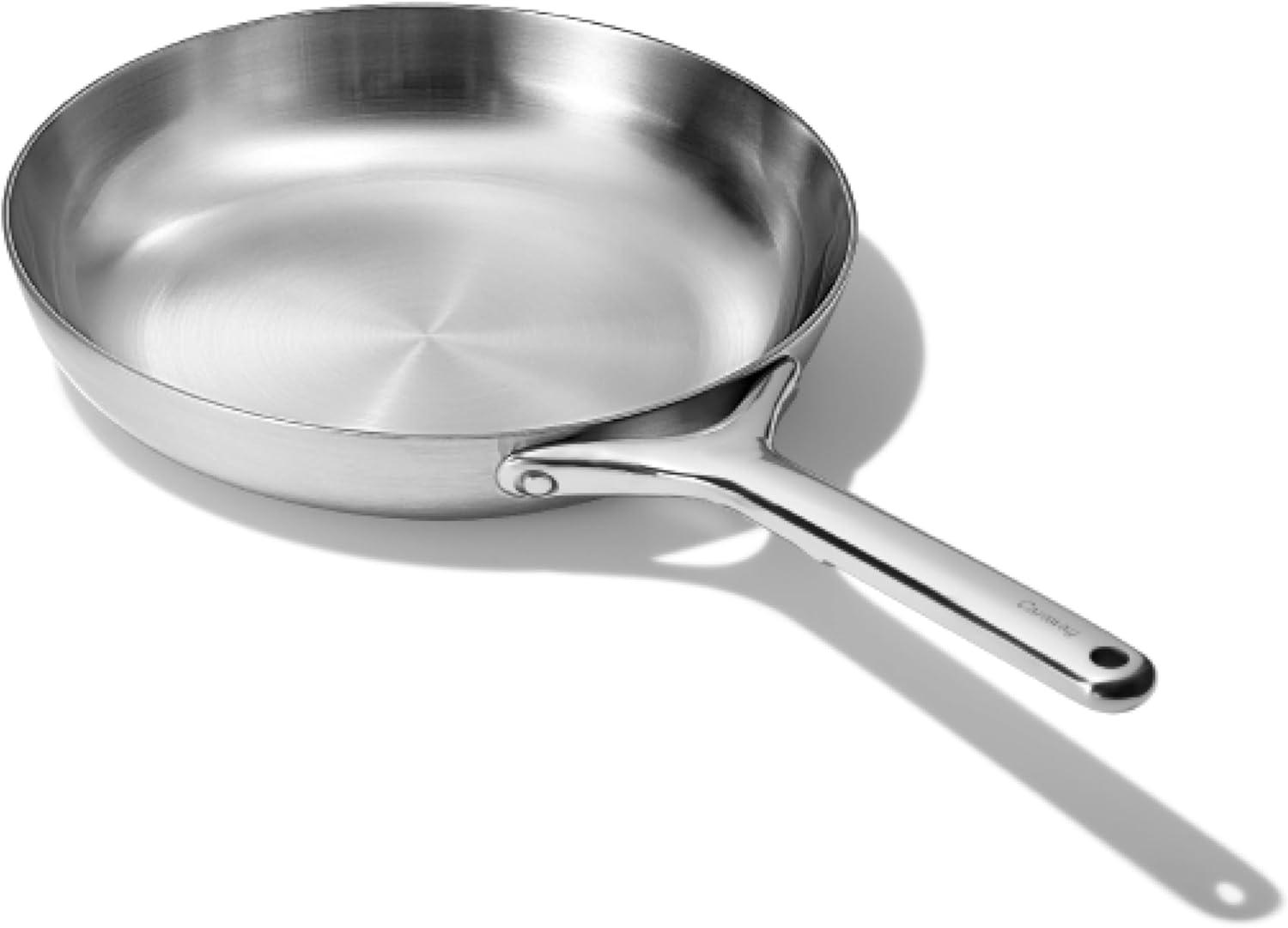 Caraway Home 10.5" Stainless Steel Fry Pan: Lifetime Warranty, Hand Wash, Gas & Induction Compatible, 2.7 Volume Capacity