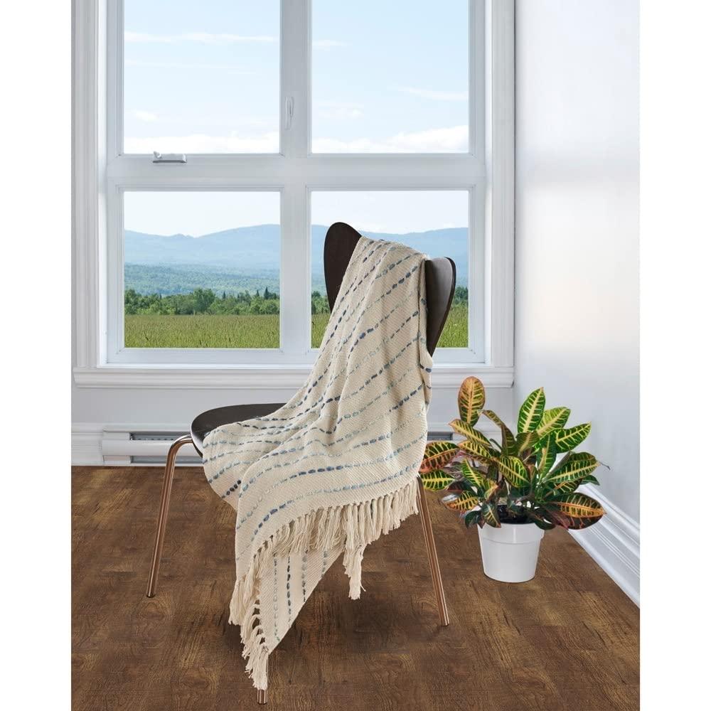 Rajani Home Deep Ombre Striped Handmade Woven Throw Blanket with Fringe