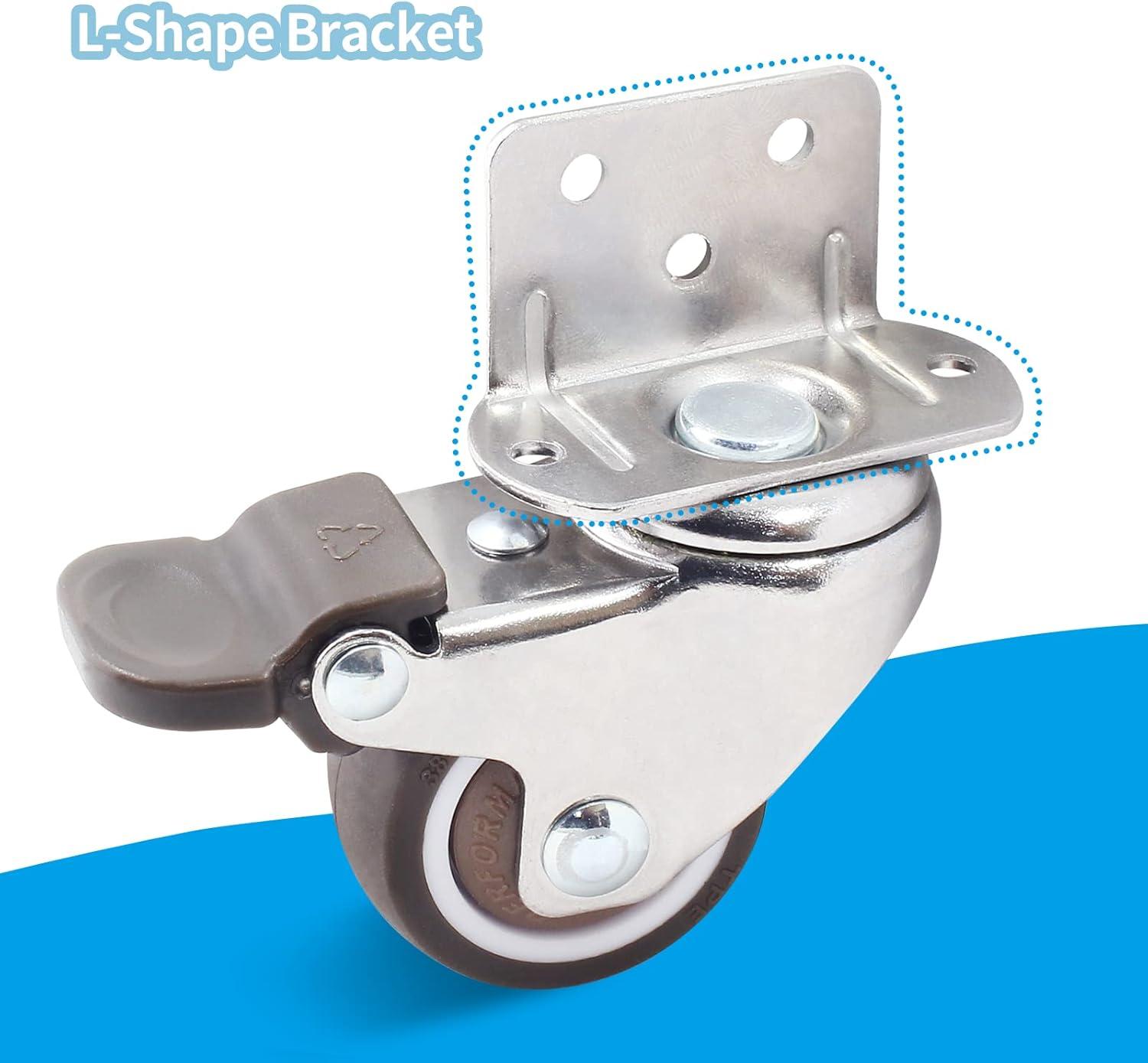 1.5 Inch L-Shape Swivel Casters with Brakes and Screws