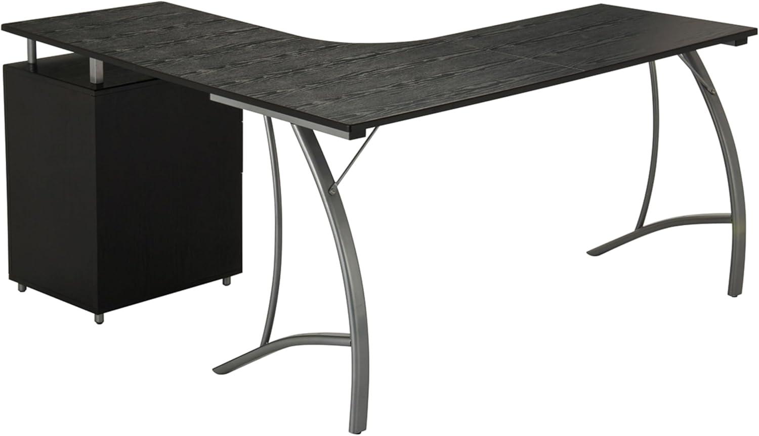 Modern L Shaped Computer Desk with File Cabinet and Storage Espresso Brown - Techni Mobili