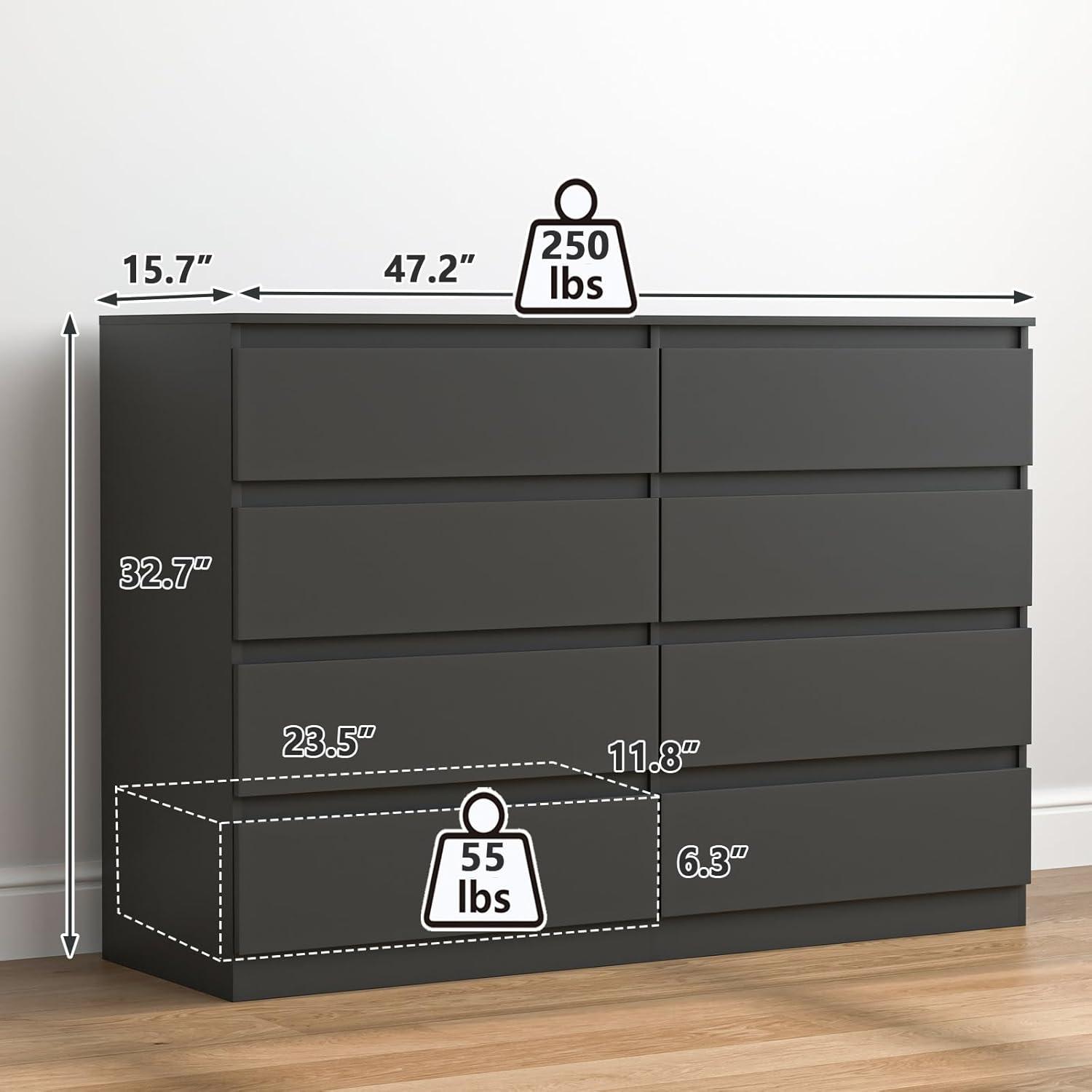 Hommoo 6 Drawer Double Dresser for Bedroom Black