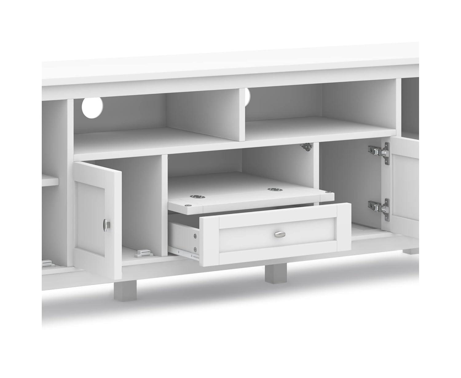 Simpli Home Warm Shaker 72"W Solid Wood TV Stand for TVs up to 80" with 4 Storage Cabinets and 2 Drawers