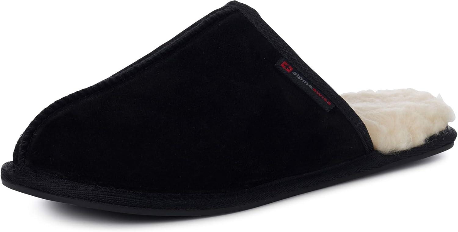 Alpine Swiss Mens Suede Memory Foam Scuff Slippers Comfort Slip On House Shoes