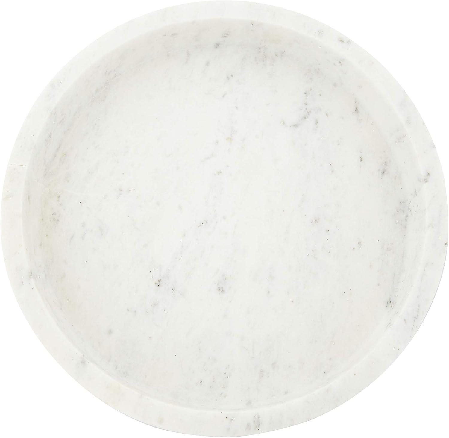 Creative Co-Op Minimalist Round Carved Marble Tray or Charcuterie Board, White