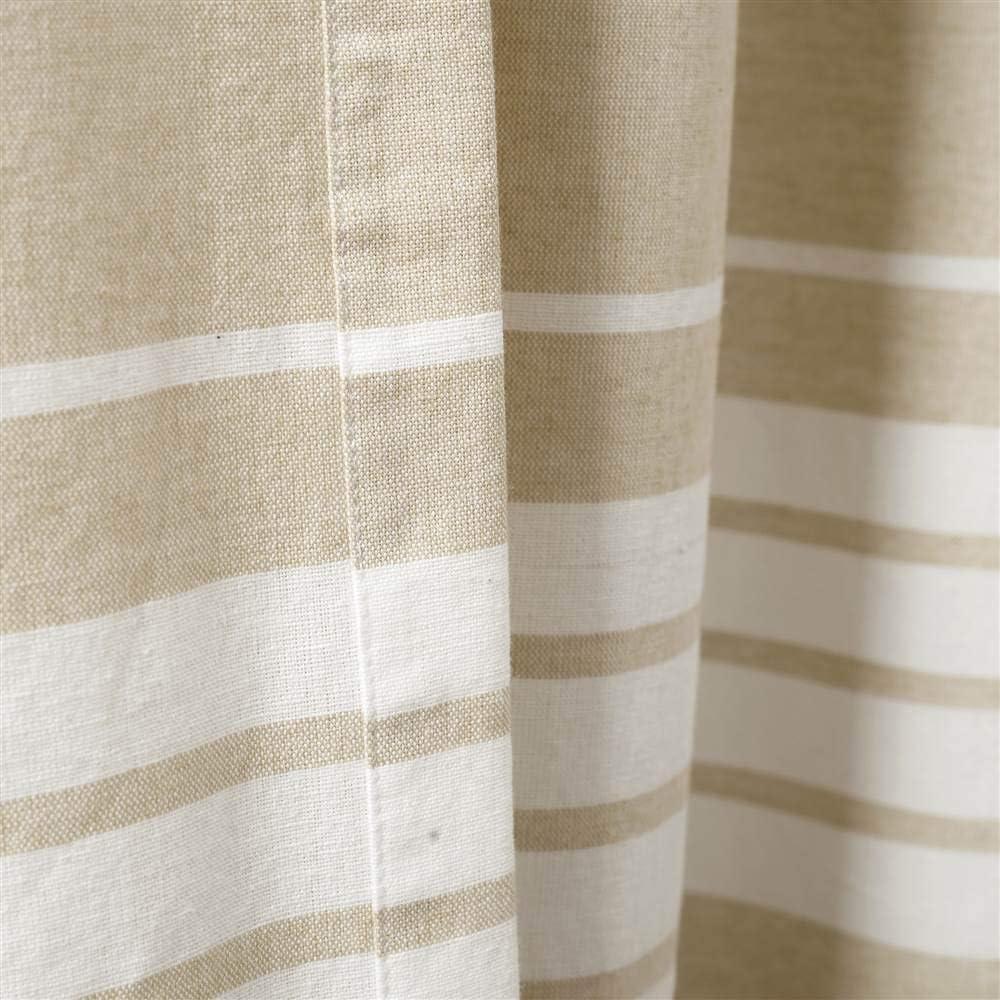 Lush Decor Nantucket Yarn Dyed Tassel Fringe Window 100% Cotton Striped Semi-Sheer Rod Pocket Curtain Panels (Set of 2)