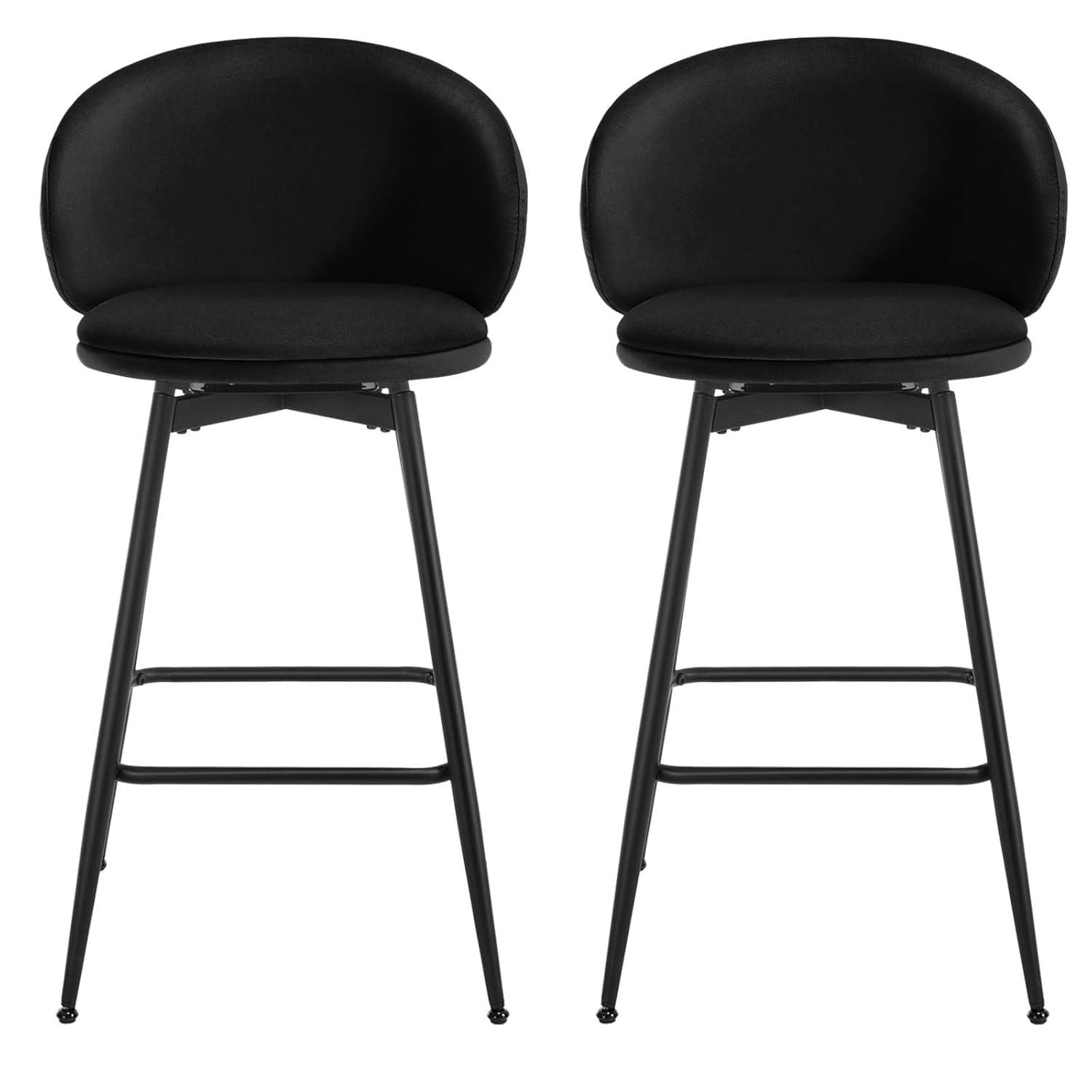 Corrigan Studio® Swivel Upholstered Counter Height Bar Stools (Set of 2)