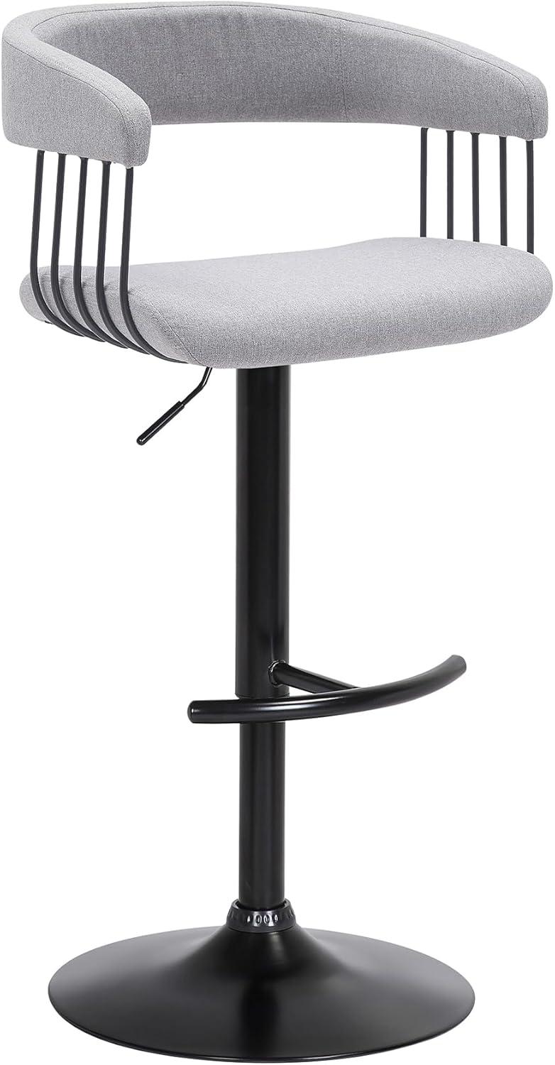 Calista Adjustable Bar Stool in Light Gray Fabric with Black Metal