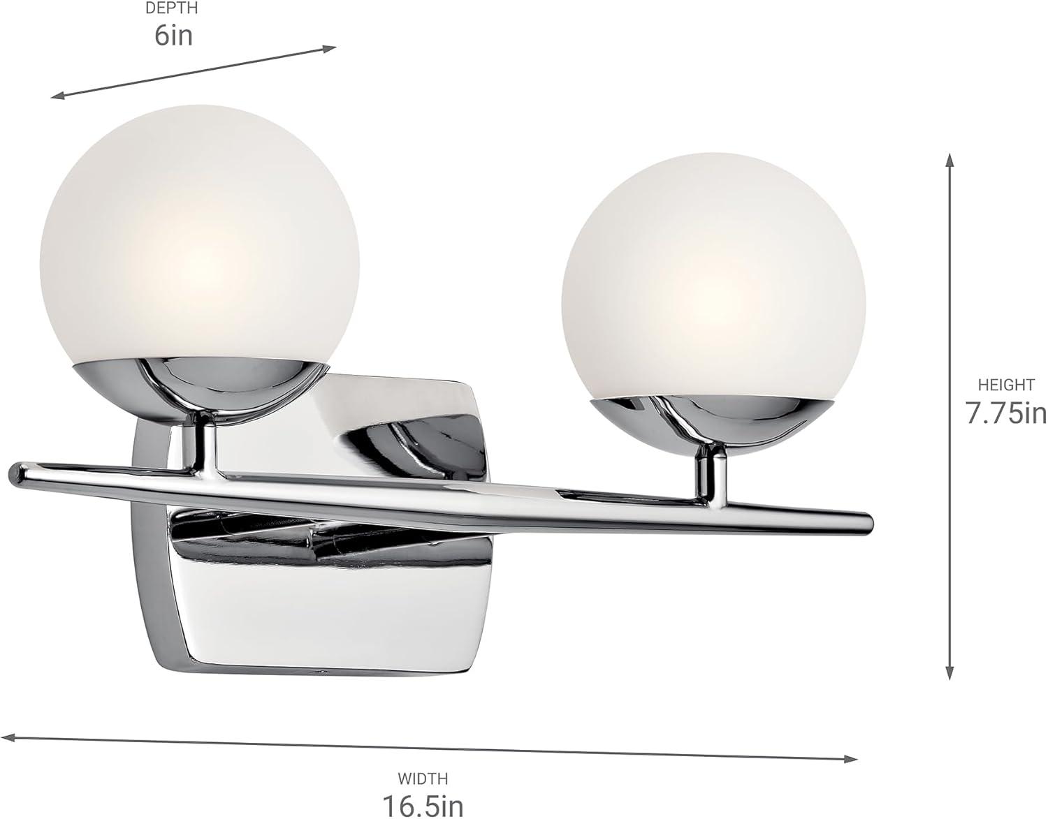 Jasper 16.5'' Chrome and White Globe Vanity Light