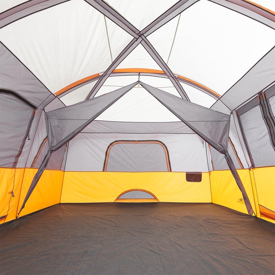 Large Orange and Gray 12-Person 2-Room Cabin Tent with Carry Bag