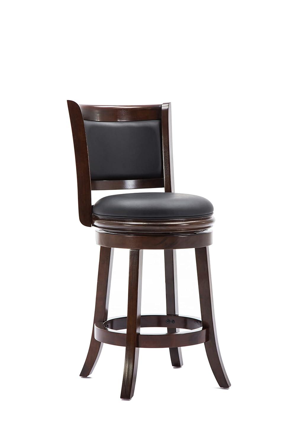 24" Augusta Swivel Counter Height Barstool Hardwood Cappuccino - Boraam: Round Seat, Footrest