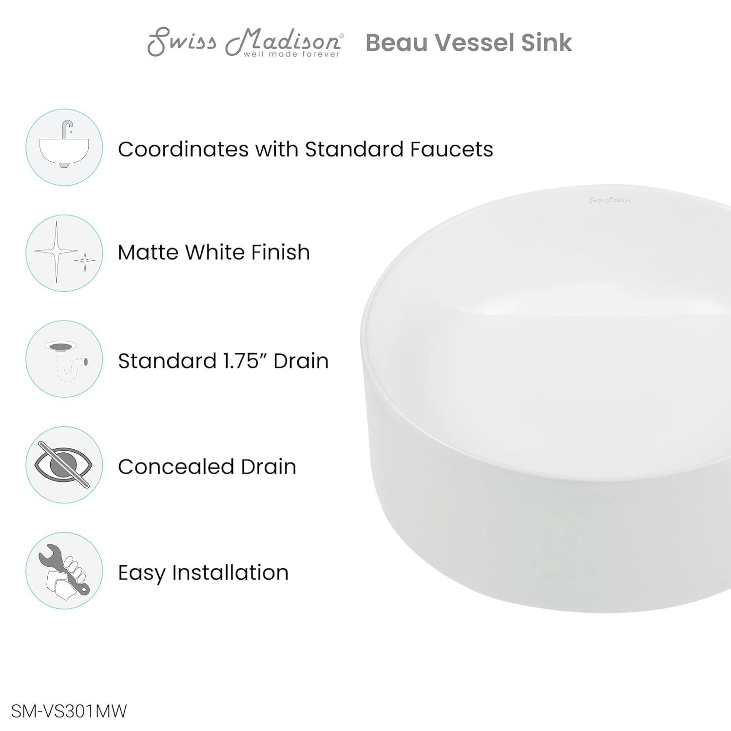 Beau 16.5" Round Vessel Bathroom Sink