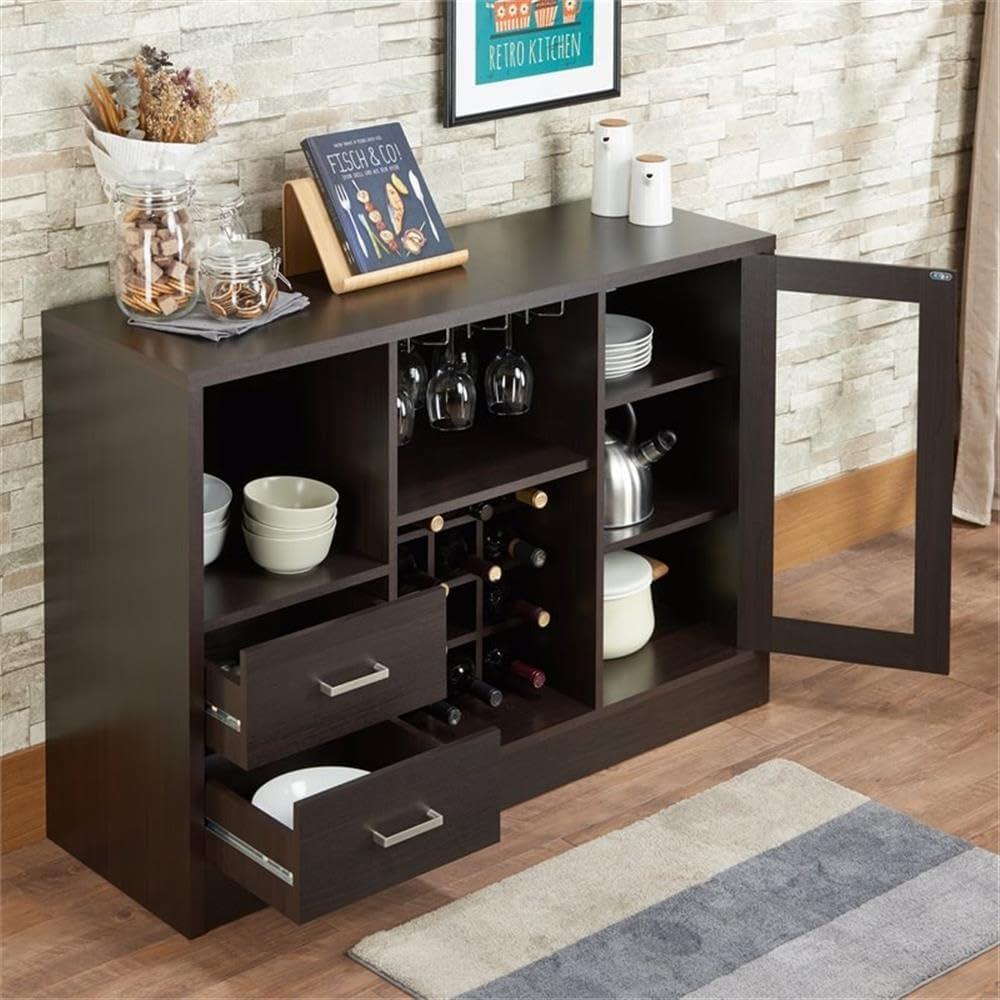 CoSoTower Modern Kitchen Storage 33" Height Cabinet Buffet Server Table Sideboard Dining Wood, Espresso