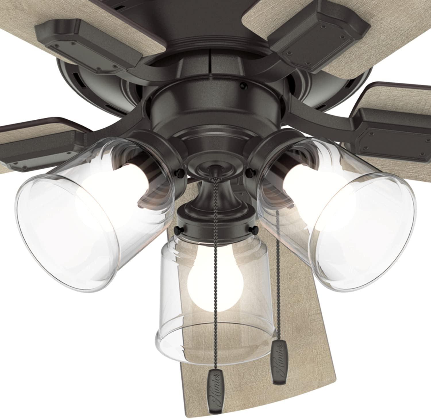 52" Crestfield 5 - Blade Flush Mount Ceiling Fan with Lights and Pull Chains