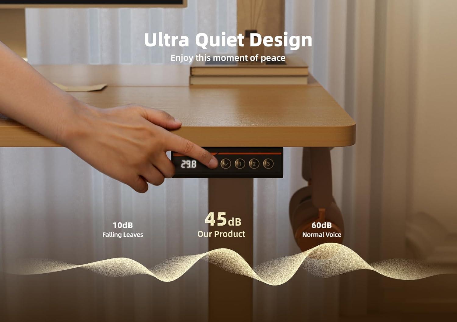 YDN Electric Standing Desk, 48x24 Inch Stand up Desk Adjustable Height, Sit Stand Home Office Desk with Splice Board, Natural Top