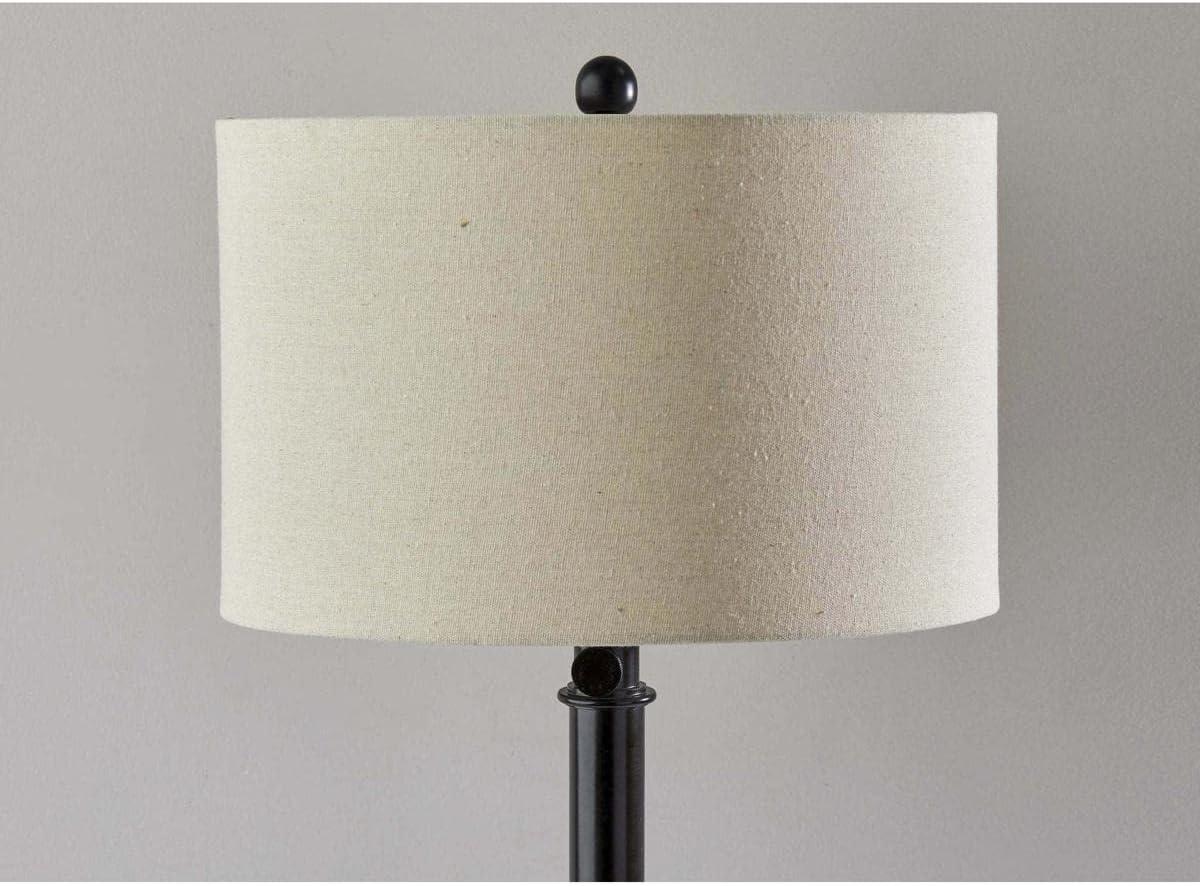 Adesso Barton Table Lamp Antique Bronze Oatmeal Linen