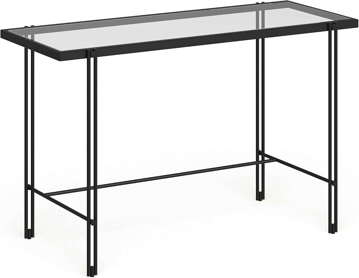 48" Blackened Bronze Glass Top Desk with Drawer