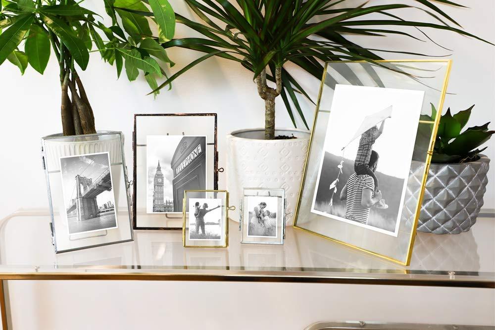 Isaac Jacobs 2x3, Antique Bronze, Vintage Style Brass and Glass, Metal Floating Picture Frame Vertical with Locket Closure, for Photos, Art, More, Tabletop Display 2x3 Antique Bronze