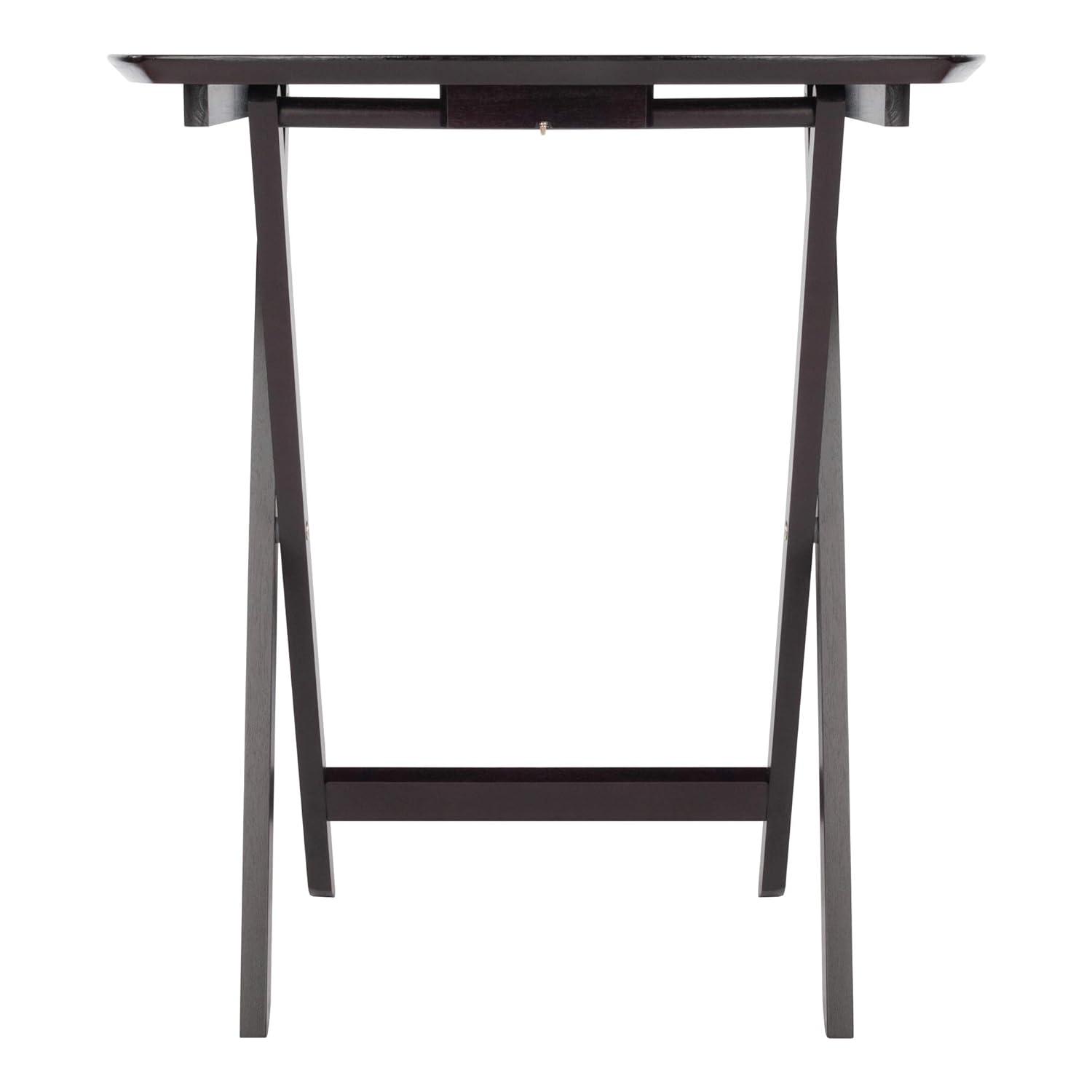 Winsome Set of 4 Single Snack Tables Espresso: Hardwood Folding Tray Table Set, No Assembly Required