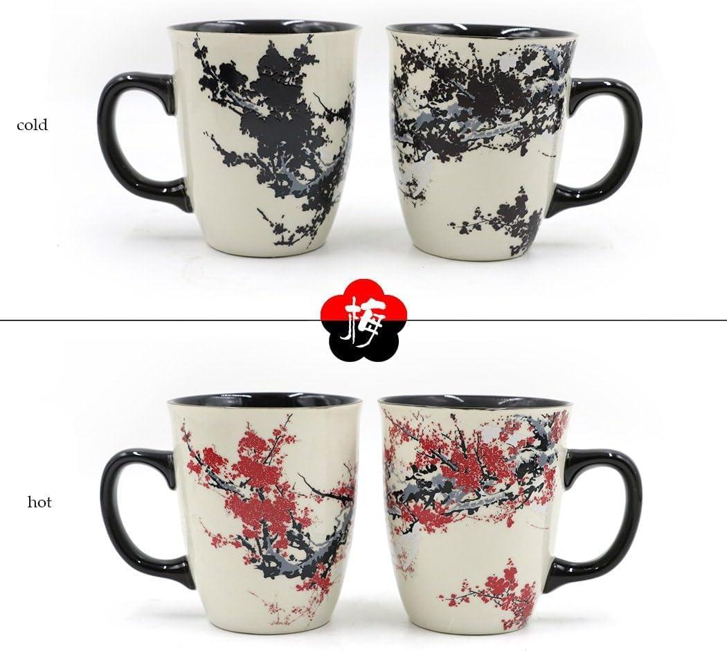 XGZHP3 Sensitive Color-changing Ceramic Coffee Mug  Large Creative Thermal Magic Art Plum Blossom Porcelain Cup - 1pc - Perfect Mother Grandmother Gift - Unique Drinkware For Restaurants