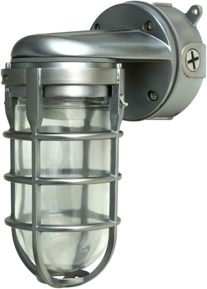 Woods L1707SV Traditional 150W Incandescent Weather Industrial Light, Wall Mount, Silver