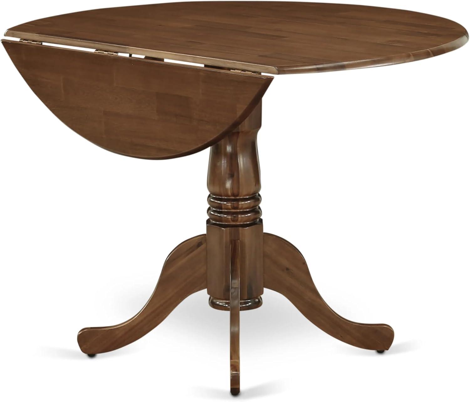 East West Furniture 3 Piece Dining Set Consists of a Round Kitchen Table with Dropleaf