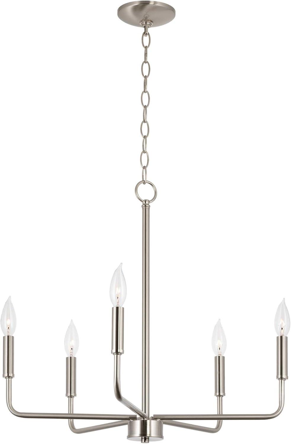 Kira Home Camille 22" 5-Light Modern Chandelier, Adjustable Hanging Height, Brushed Nickel Finish