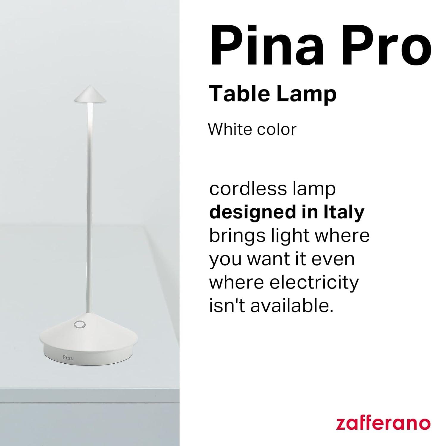 Zafferano Pina 11.4" 1-Light Portable Table Lamp Dimmable White with Polycarbonate Shade