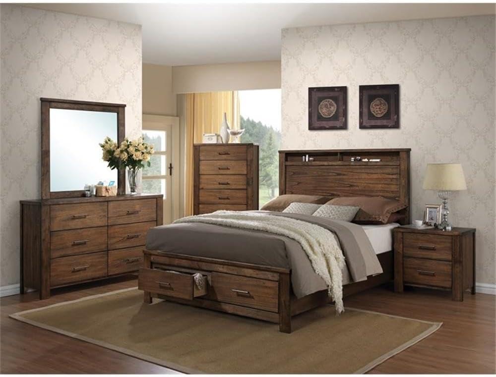 Acme Merrilee Eastern King Bed w/Storage, Oak