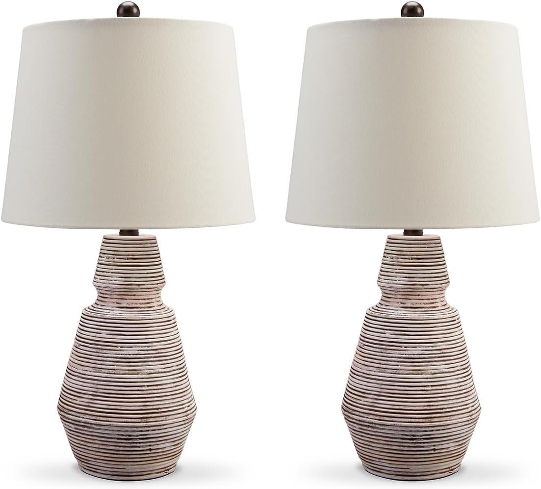 Signature Design by Ashley Jairburns 22.5" Casual Polyresin Table Lamp Set, 2 Count, White & Red