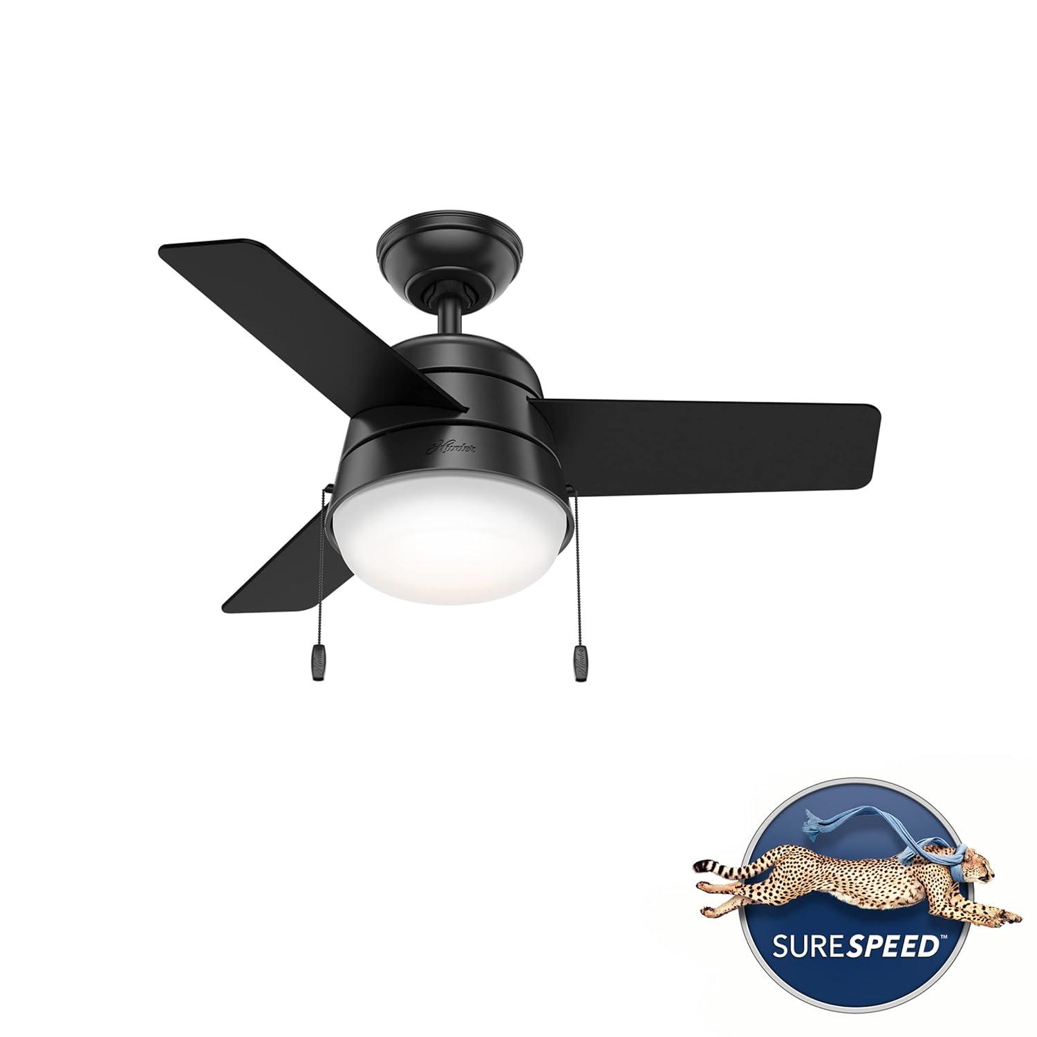 Aker 36" 3 - Blade Standard Ceiling Fan with Lights and Pull Chains