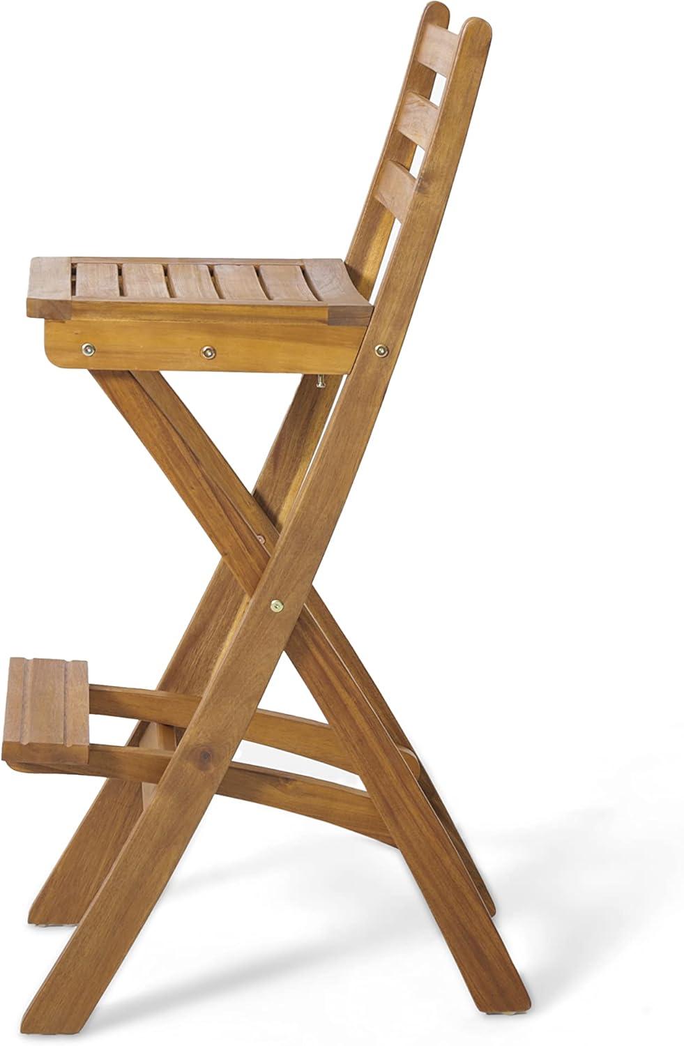 Christopher Knight Home Tundra Outdoor Foldable Wood Barstool Set, 2-Pcs Set, Natural