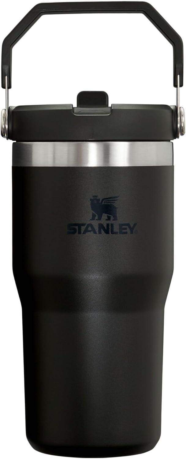 Stanley 20 oz Stainless Steel Ice Flow Flip Straw Tumbler Black 2.0: Dishwasher-Safe Drinkware for Hot & Cold Beverages