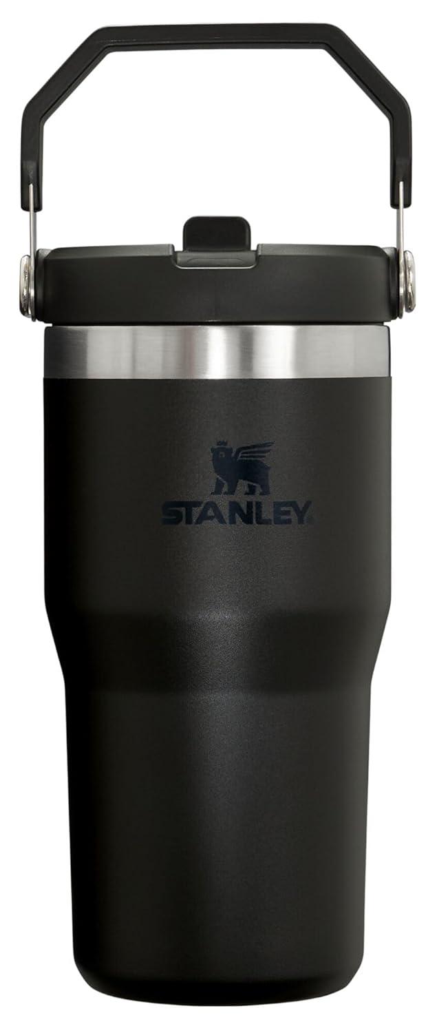 Stanley 20 oz Stainless Steel Ice Flow Flip Straw Tumbler Black 2.0: Dishwasher-Safe Drinkware for Hot & Cold Beverages