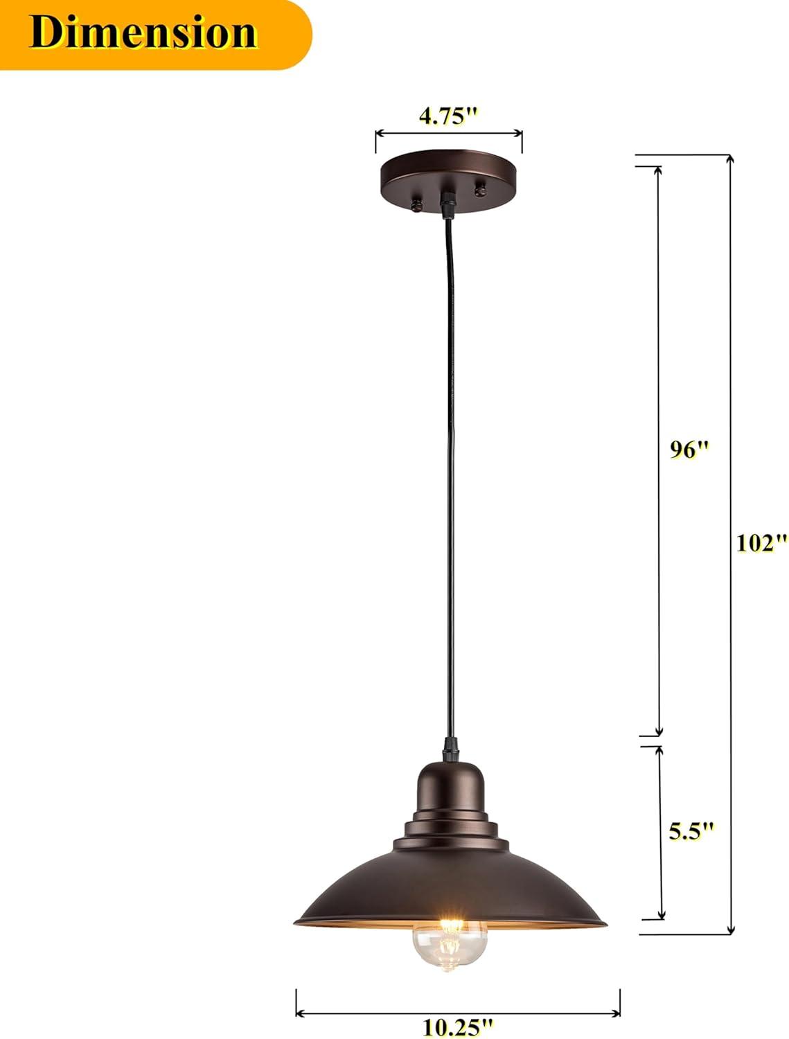 1-Light Farmhouse Oil Rubbed Bronze Pendant Lighting Metal Shade Mini Globe Hanging Light