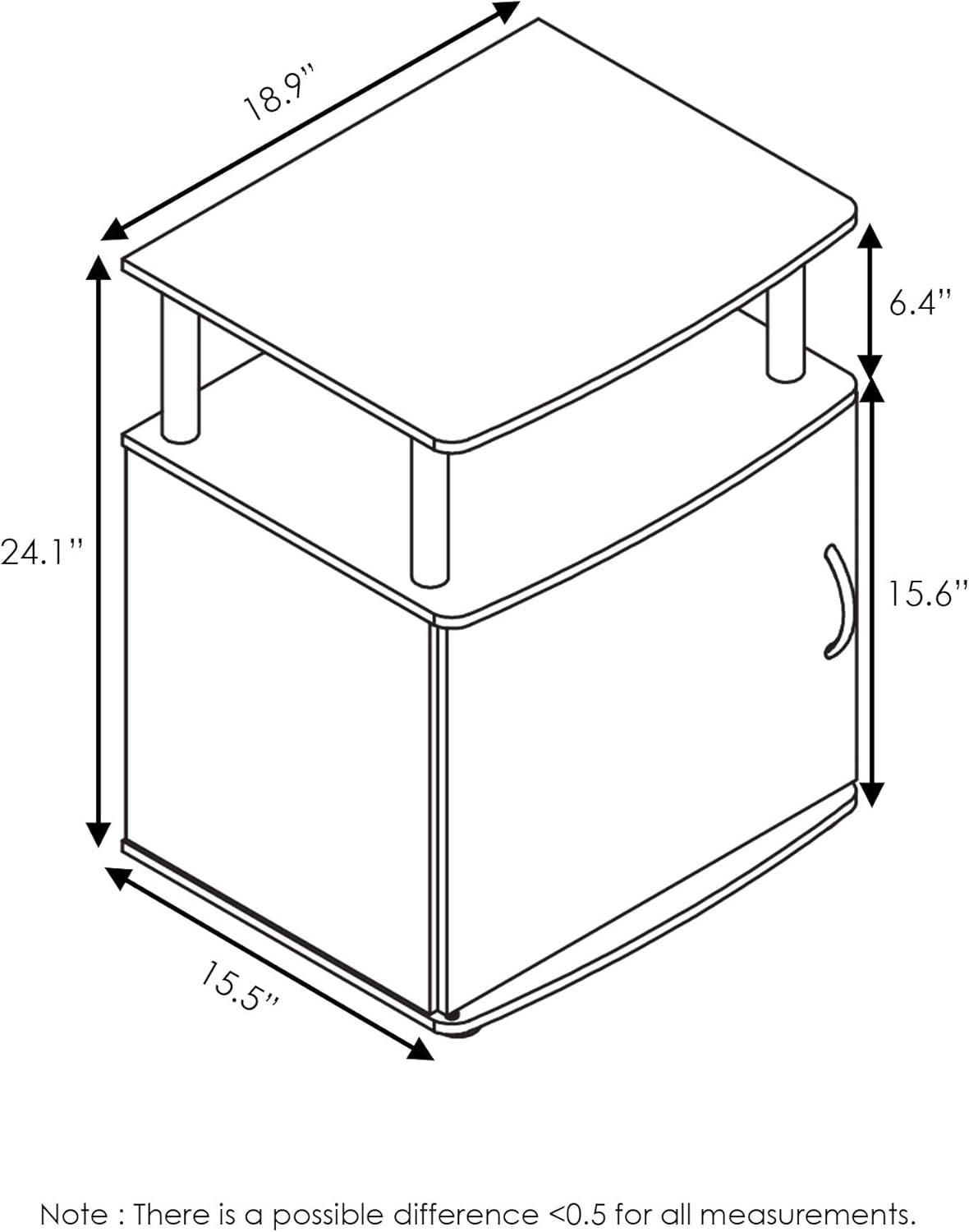 Furinno JAYA Utility Design End Table, Columbia Walnut/Black