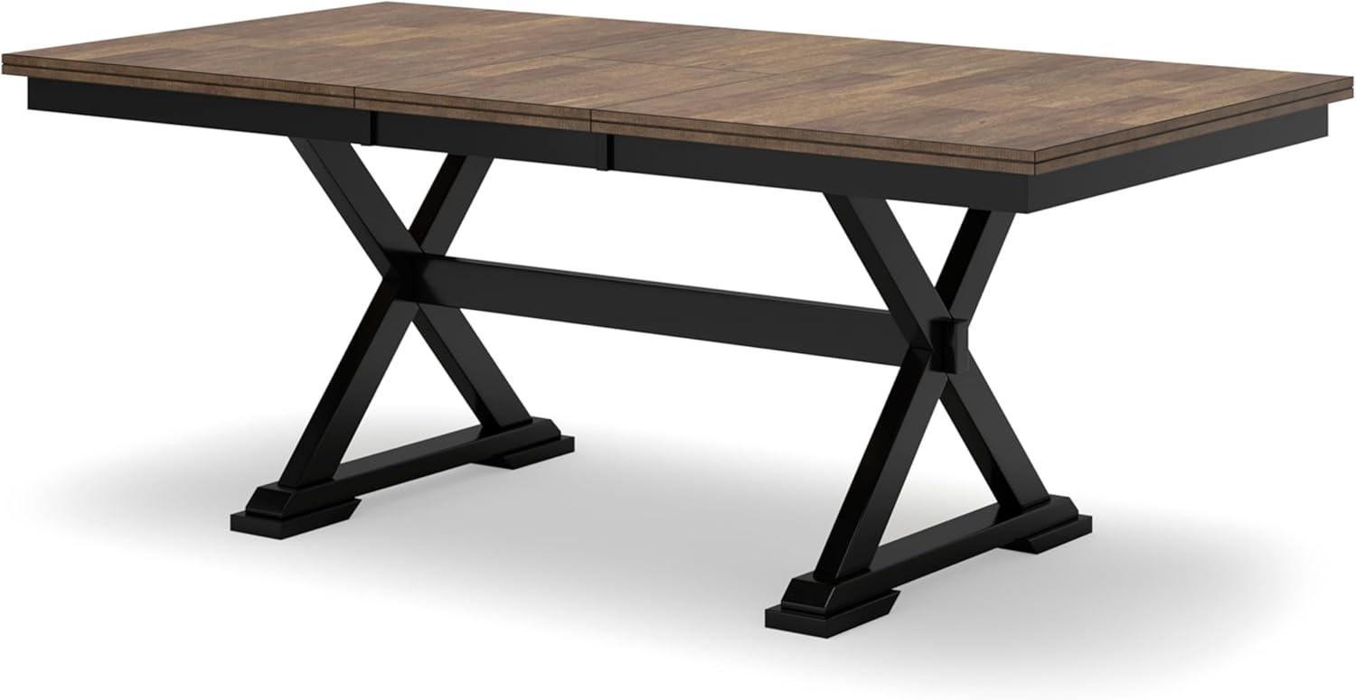 Black and Brown Extendable Farmhouse Dining Table with Butterfly Leaf