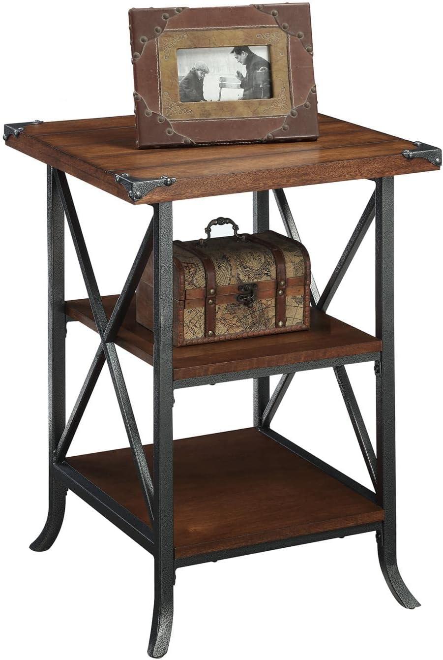 Convenience Concepts Brookline End Table, Dark Walnut/Slate Gray