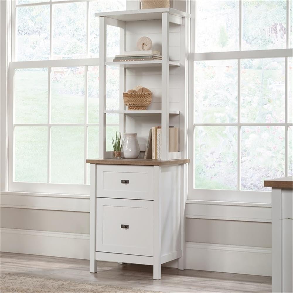 Cottage Road Storage Cabinet with Drawers White - Sauder: Coastal Design, Home Office Organizer