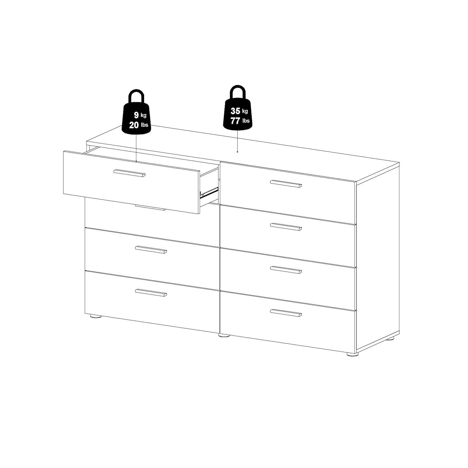 Tvilum Austin 8 Drawer Double Dresser, Black Woodgrain