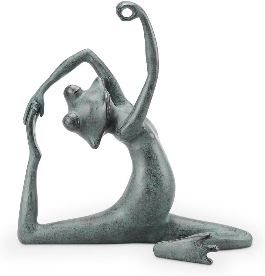 Verdigris Cast Aluminum Yoga Frog Garden Sculpture